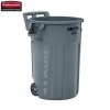 Kontener BRUTE® 166,5L Grey z kółkami okrągły z kanałami
